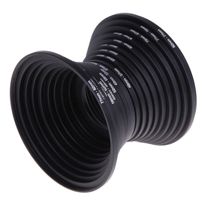 18-Piece Step-Up and Step-Down Lens Filter Adapter Ring Set Covering 37–82 mm Thread Sizes