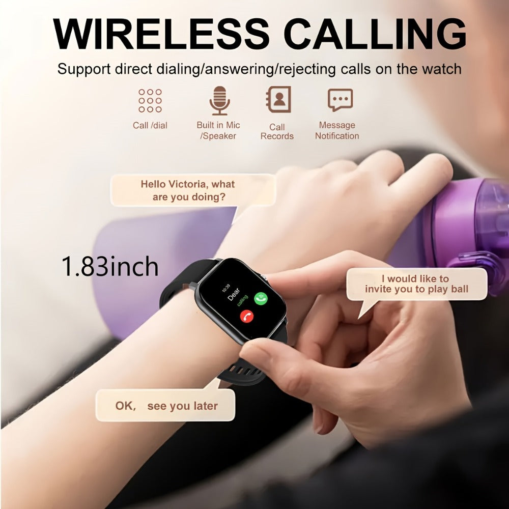 Smartwatch with Navigation & Dual Strap 1.83" TFT Full Touch Screen, Wireless Calling, Remote Camera, Music Player, Message Alerts – For Men & Women iPhone & Android