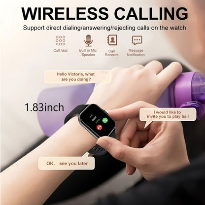 Smartwatch with Navigation & Dual Strap 1.83" TFT Full Touch Screen, Wireless Calling, Remote Camera, Music Player, Message Alerts – For Men & Women iPhone & Android