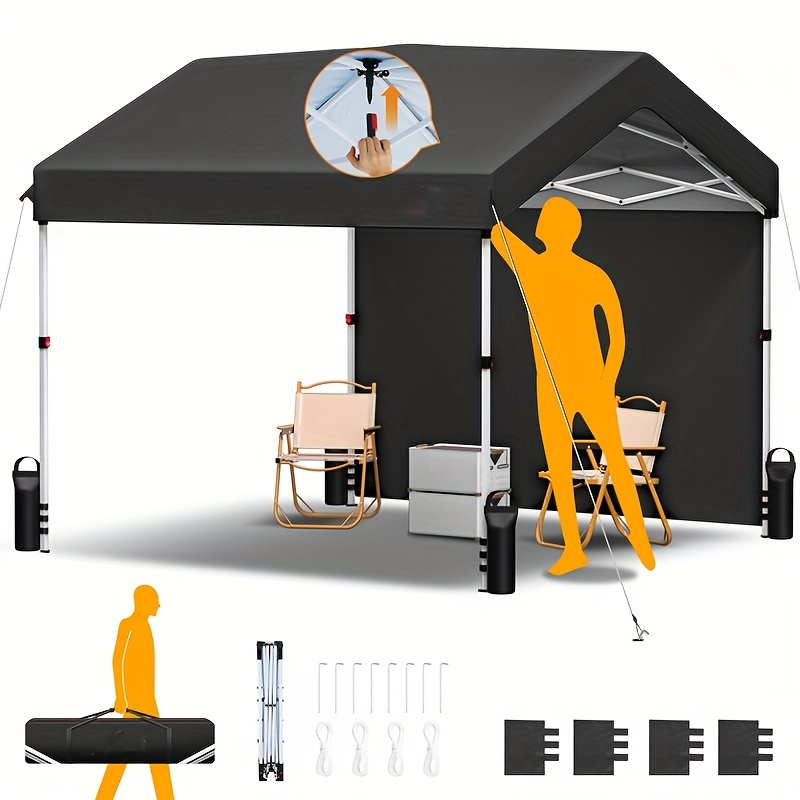 Center-Lock 10x10ft Pop-Up Canopy Tent with Three Height Settings and Optional Three-Sidewall Packages