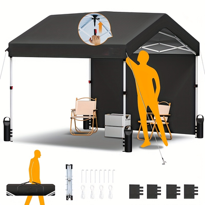 Center-Lock 10x10ft Pop-Up Canopy Tent with Three Height Settings and Optional Three-Sidewall Packages