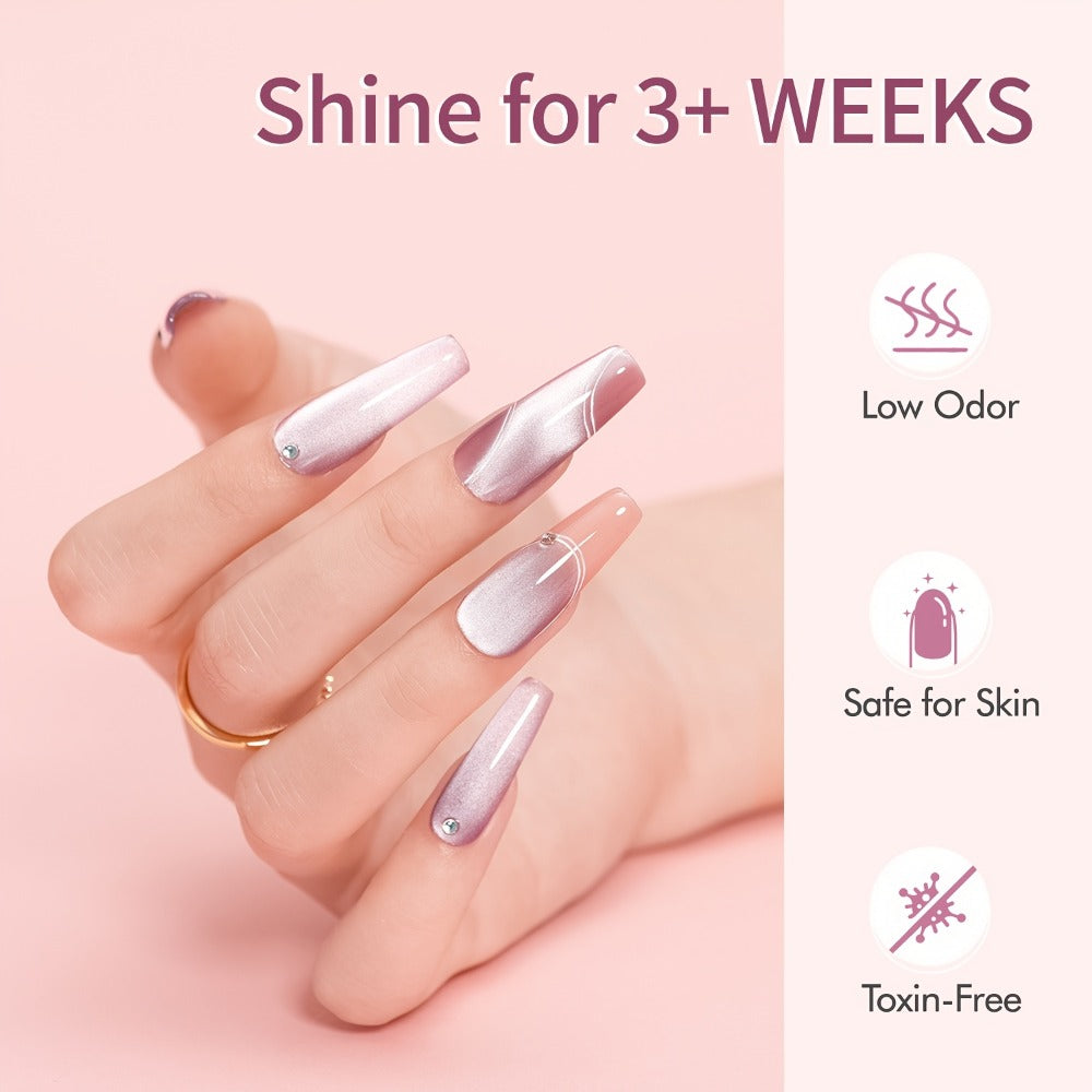 MORDDA Magnetic Cat Eye Gel Polish Kit 6 Colors with Magnet – Shimmering Reflective Swirl Nail Art, Soak Off UV/LED Semi-Permanent Gel Polish Set, Alcohol-Free, Salon & DIY Home Manicure