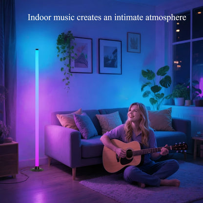 Slim RGB+IC Corner Floor Lamp with Segmented Light Bar, App and Remote Controls, Music Sync and One- or Two-Lamp Options