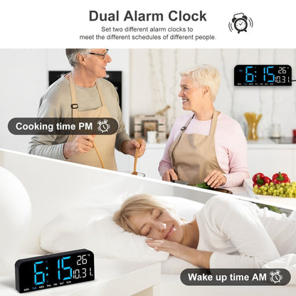 Large LED Wall and Desk Clock with Nine Display Checkouts, Calendar, Temperature and Humidity Readouts