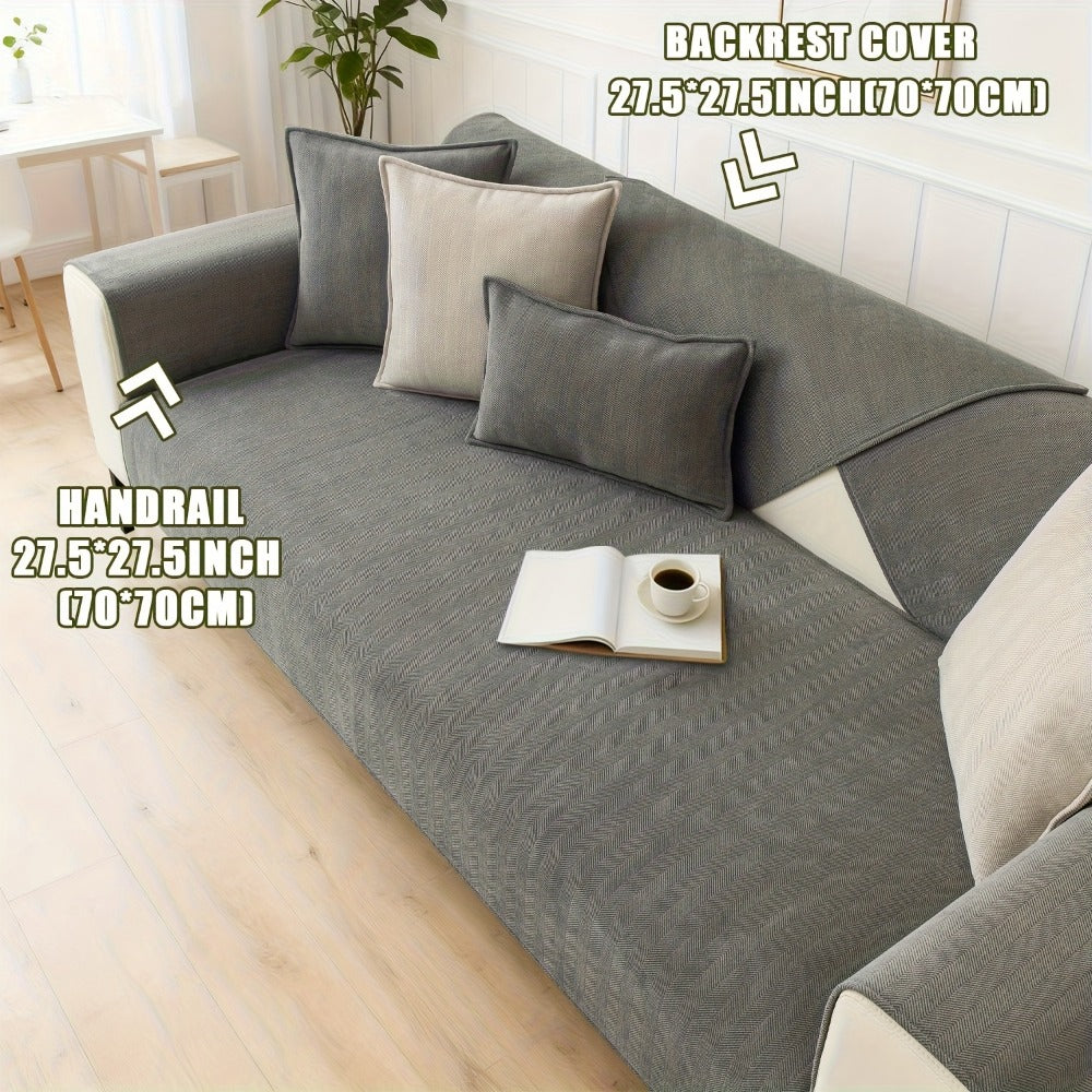 Sofa Cover Ribbed Chenille Stretch Panels with Non-Slip Design for 1 to 4 Seats, Armrests or Cushions