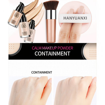 BB Cream Makeup Kit with Powder, Brush and Sponge in Three Exact Numbered Shade Options for Face Makeup