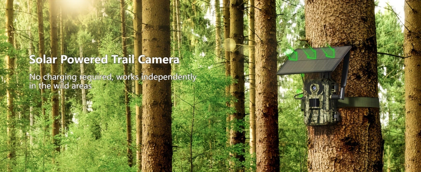 Solar Powered 4G Trail Camera 4K Live View 0.2s Trigger Speed 120° Wide Angle 850nm Night Vision No WiFi Needed Cellular Hunting Wildlife Game Camera with Remote Phone Access