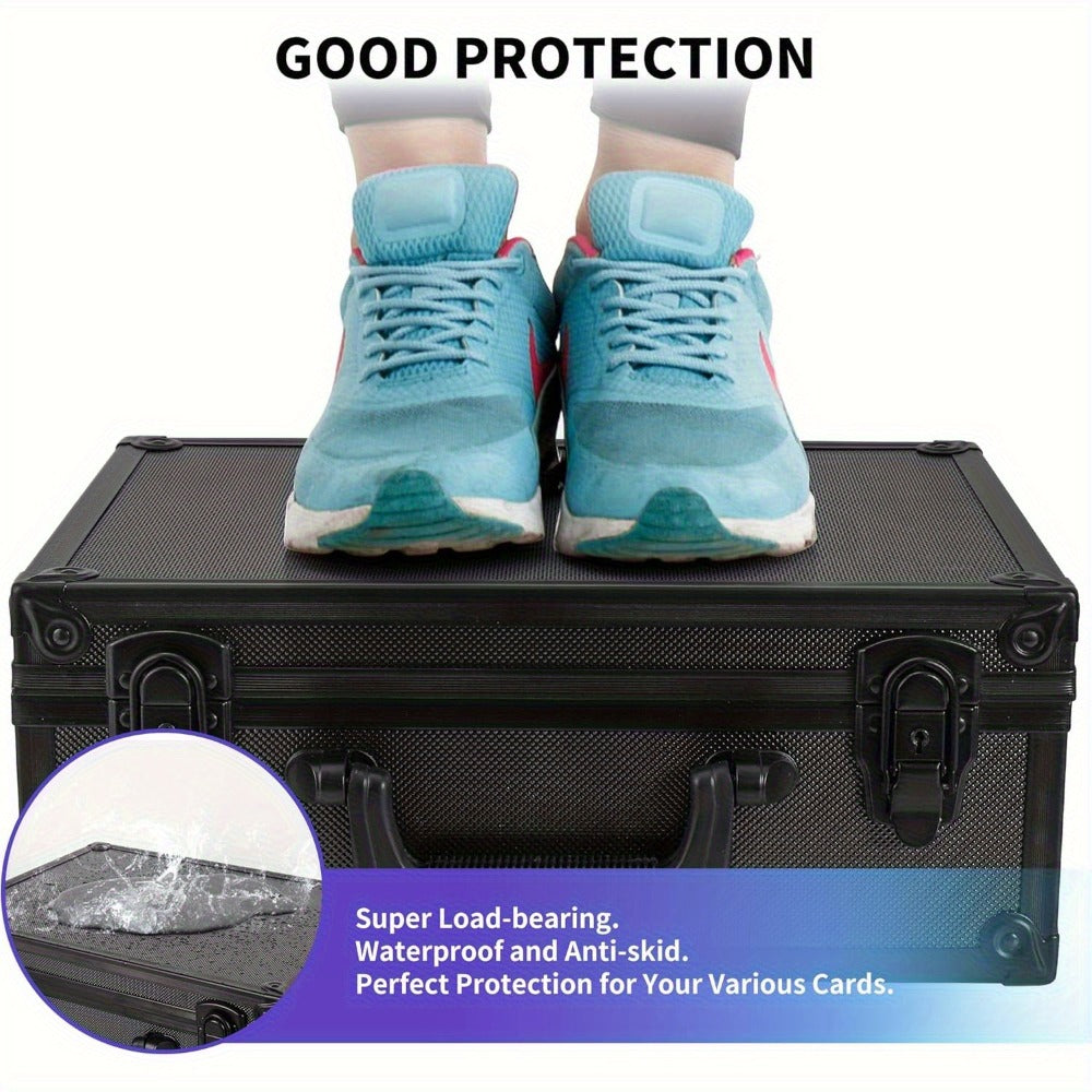 Locking Trading Card Storage Case with Foam Dividers, Carry Handle and Standard or Mini Size Options