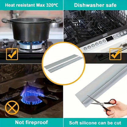 Silicone Countertop Gap Sealing Strips, 53 x 5.5 cm Self-Adhesive Trim in Five Color and Pack Options