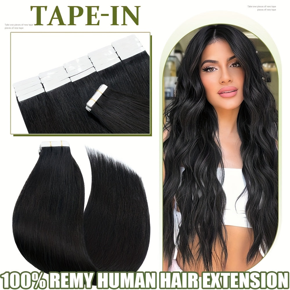 Hair Extensions Straight Brazilian Remy Human Hair Tape-In Set with 10 Pieces, 12–24-Inch Lengths and 11 Colors