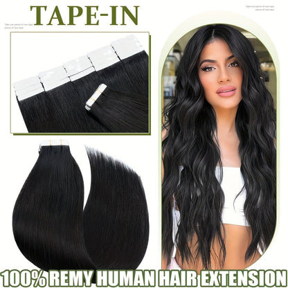 Hair Extensions Straight Brazilian Remy Human Hair Tape-In Set with 10 Pieces, 12–24-Inch Lengths and 11 Colors