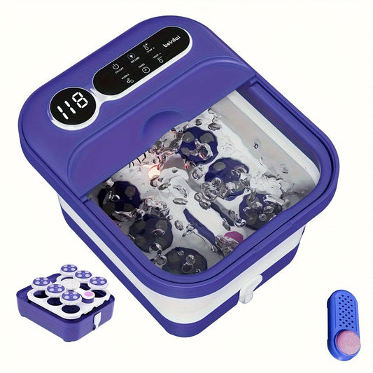 Foot Spa Bath Massager with Heat and Bubbles – Foldable Electric Foot Soak Tub with Automatic Heating, Bubble Massage, Relaxation Therapy for Home Use