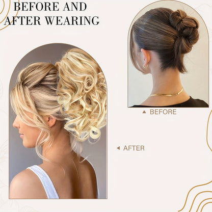 Hair Extensions Curly 8-Inch Synthetic Ponytail with Claw Clip and Eight Dark, Brown and Blonde Colors