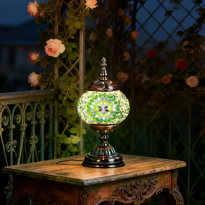 Moroccan Table Lamp Handmade DIY Turkish Lamp Dimmable Glass Metal Brass Bohemian Bedside Night Light with Remote for Bedroom Living Room Office Vintage Boho Home Decor Gift Multiple Colors
