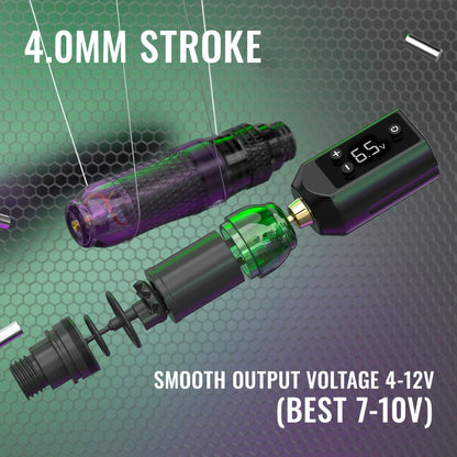 Tattoo Machine Kit VOID Wireless Pen with 1200mAh Battery, 4-12V Adjustment, 10 Cartridges and 5 Ink Shades
