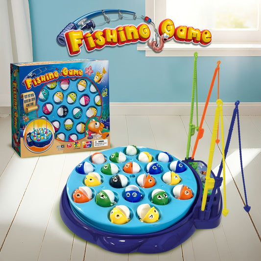 Kids Fishing Game with Rotating Board – 21 Fish & 4 Fishing Rods, Fast-Action Electronic Fishing Toy for Toddlers Ages 3+, Fun 2-4 Player Family Game, Great Birthday Gift