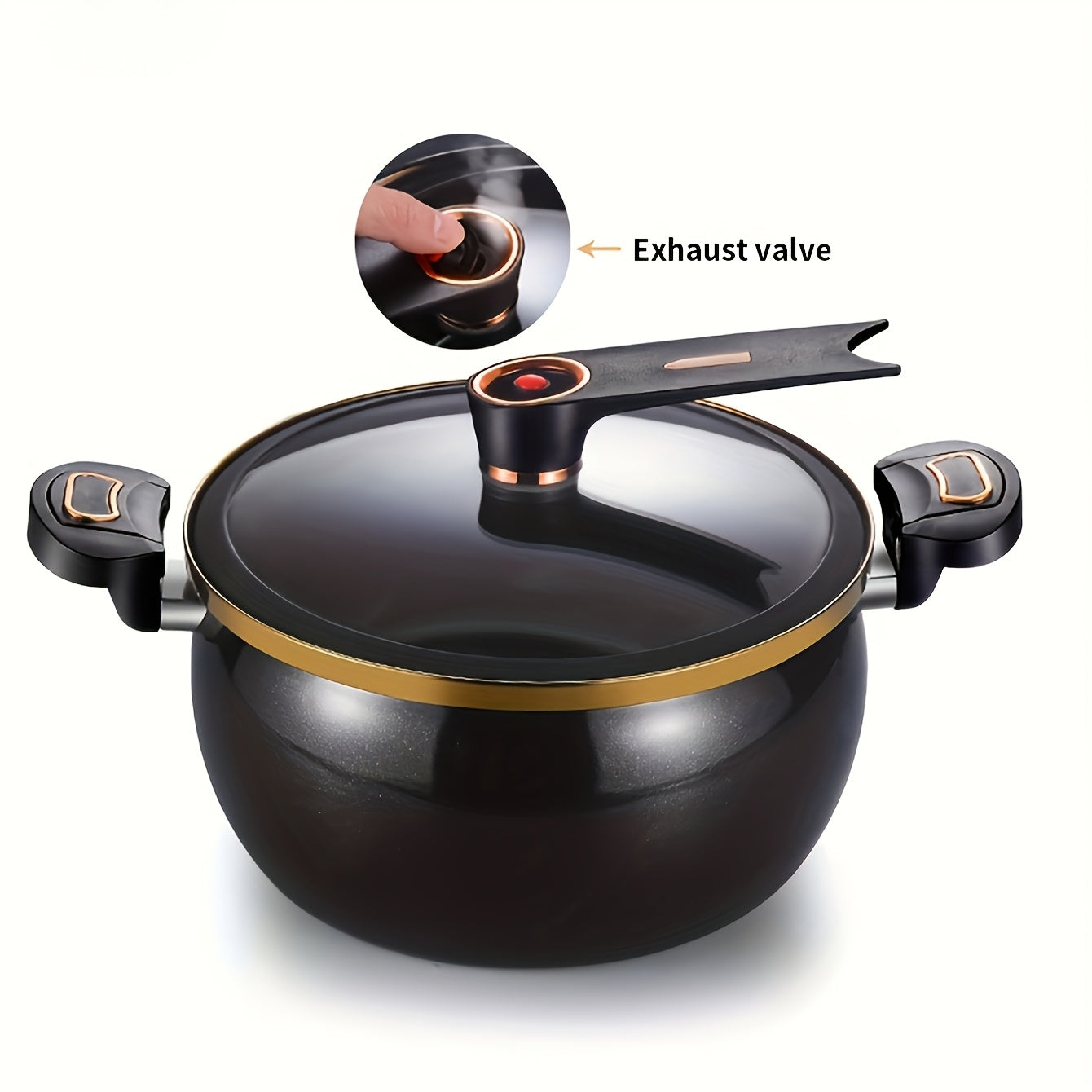Ceramic-Coated Stockpot Cookware with 8.45QT Capacity, Twist-Lock Lid Handle and Three Colors