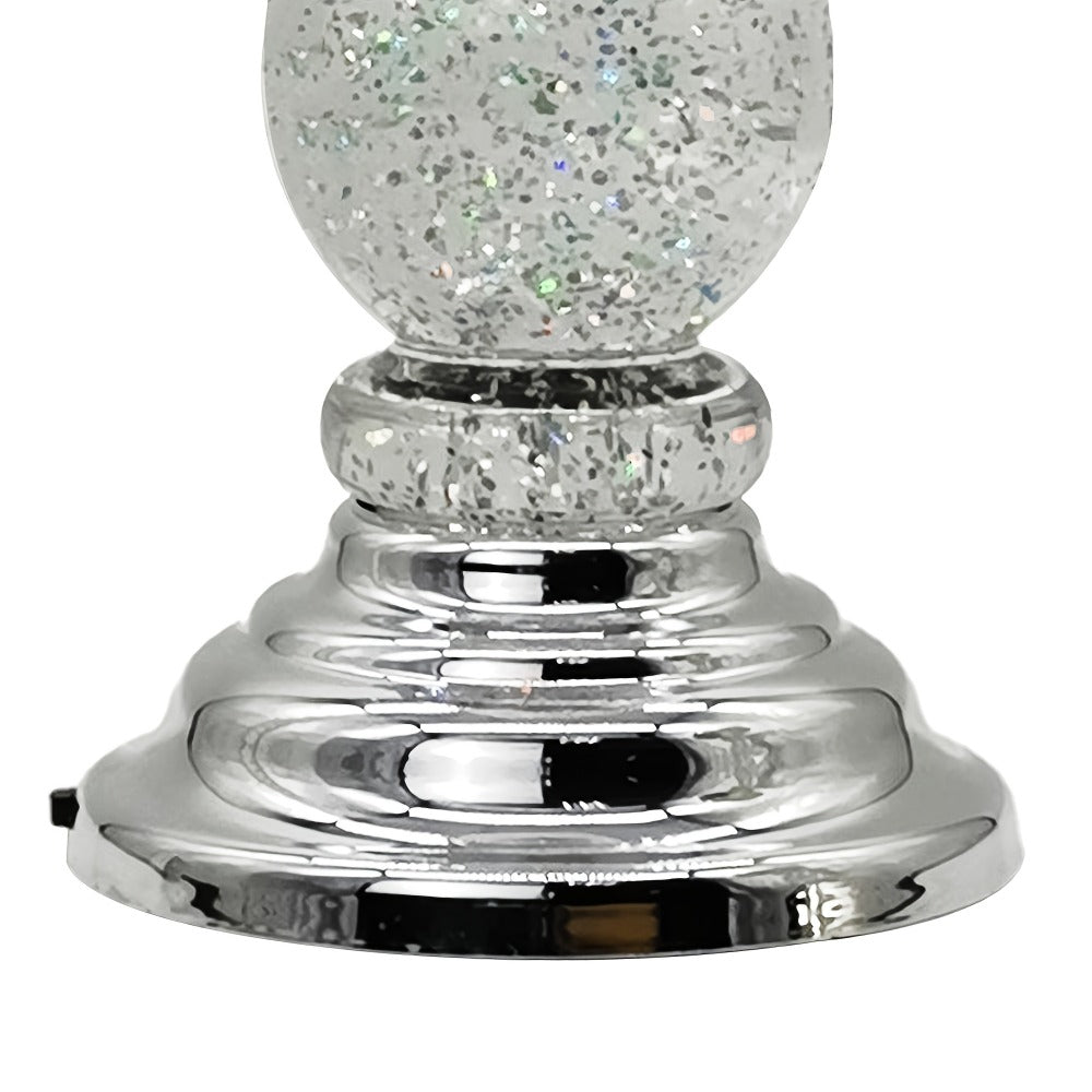 Candle Holder LED Swirl Globe Pedestal with Acrylic Water Chamber, Top Candle Tray and Silver, Gold or Santa Options
