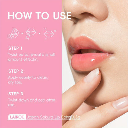 Lip Balm LAIKOU Sakura 5-Pack with 3.5g Twist-Up Tubes, Pink Packaging and Day-or-Night Application