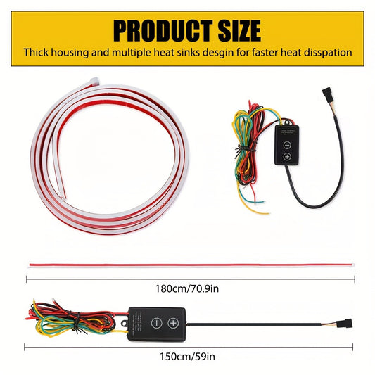 Car Hood LED Light Strip – 79" / 6FT Flexible Daytime DRL Strip with Fuse Protection, Universal Fit for Car SUV Truck Van, No Wiring Needed, White 12V (1.8M)