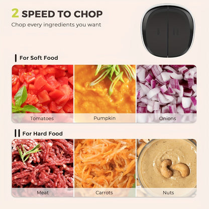 Mini Electric Food Processor 450W with 2 Bowls & 4 Bi-Level Blades, Meat Grinder & Vegetable Chopper for Baby Food, Onion, Meat & Herbs, 2-Speed 8-Cup Food Chopper, Black
