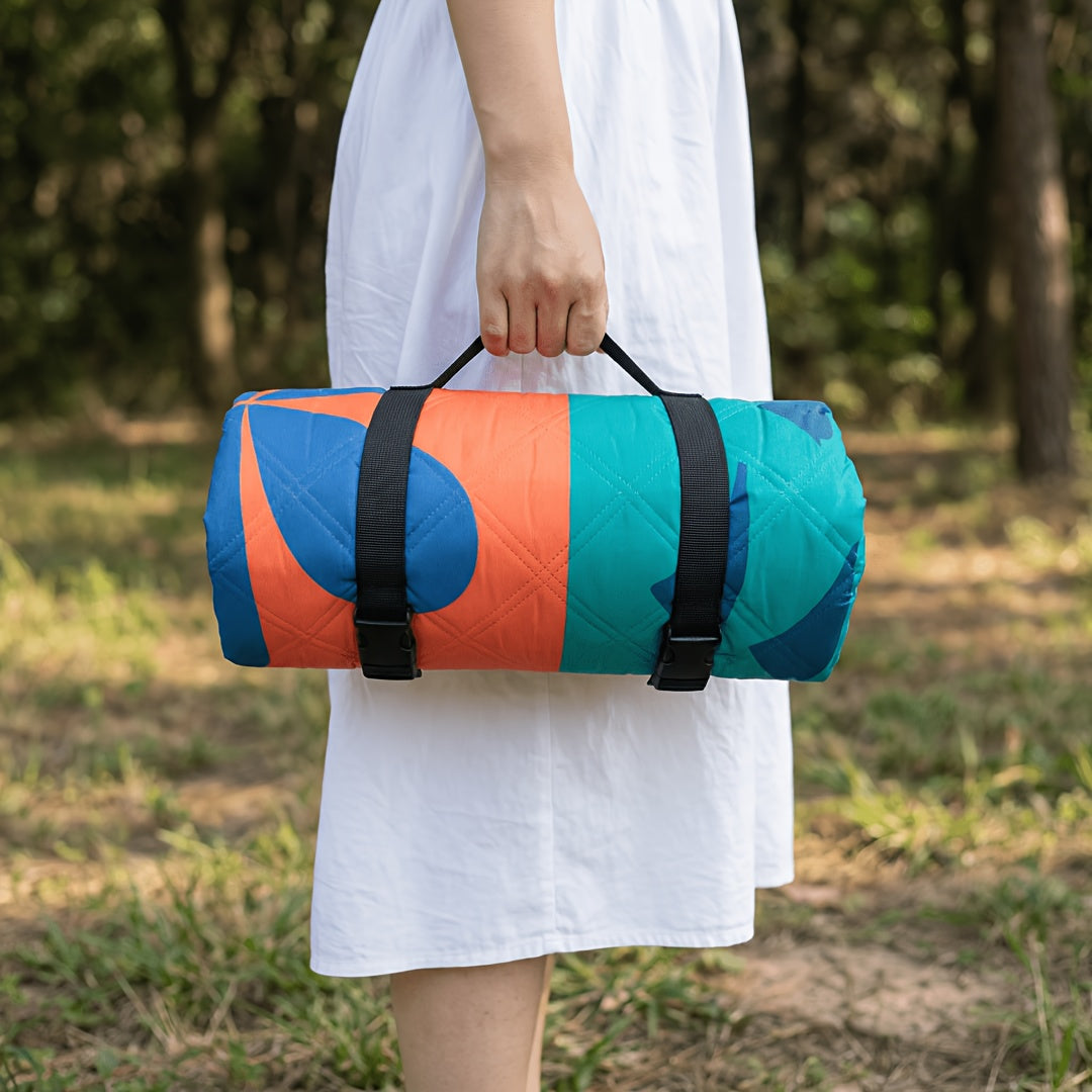 Large Padded Picnic Blanket with Carry Straps in Geometric, Palm-Village or Tropical Leaf Prints