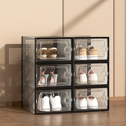 Transparent Stackable Shoe Boxes with Lid – Foldable Clear Sneaker Storage Organizer (6/24pcs)