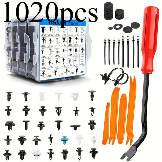 Automotive Fastener Clip Kit 1020pcs – Snap-On Plastic Expansion Screws & Retainer Clips for Bumper, Fender & Body Panel Fixation – Universal Car Repair Kit