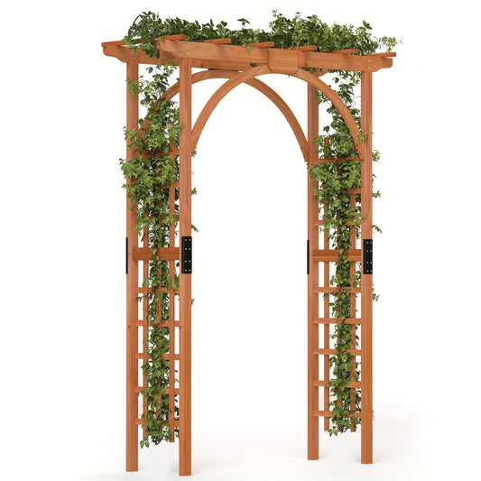Cedar Wood Arbor 84" Double Lattice Garden Arch Pergola Trellis