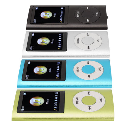 Slim MP3 Player with 64GB Card Support, 1.8-Inch LCD, Earphones and Cable in Silver, Black, Blue or Green