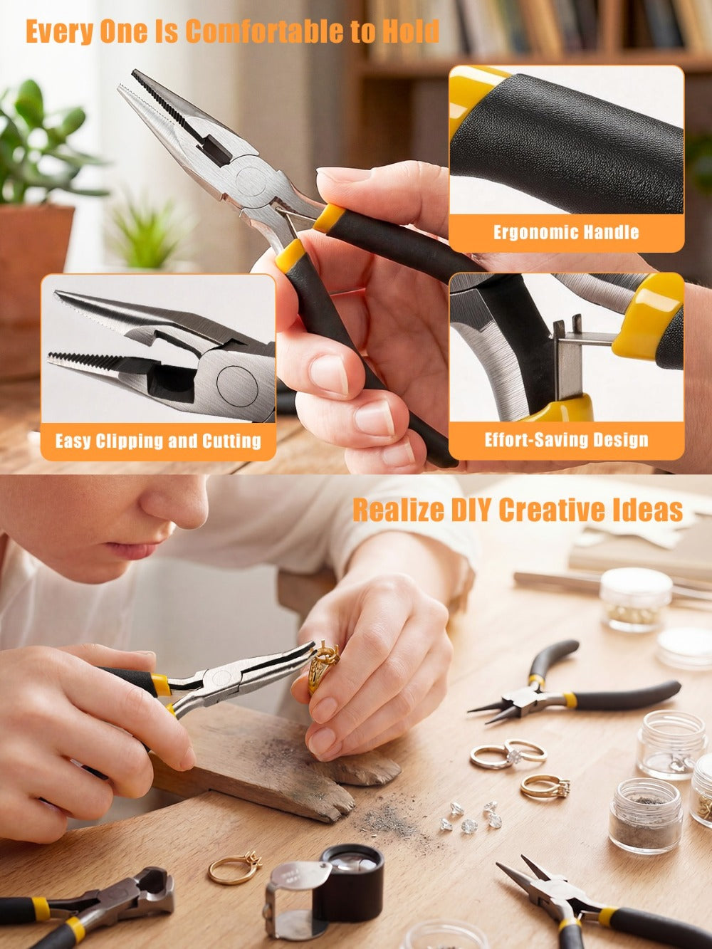 Jewelry Making Pliers Set 3/14pcs Tool Kit - Professional Round Nose, Flat Nose & Needle Nose Pliers