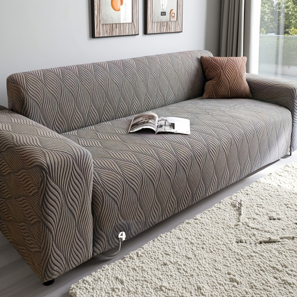 Sofa Cover Polar Fleece Modern Jacquard Elastic Slipcover with Anti-Slip Fit for 1 to 4-Seater Sofas