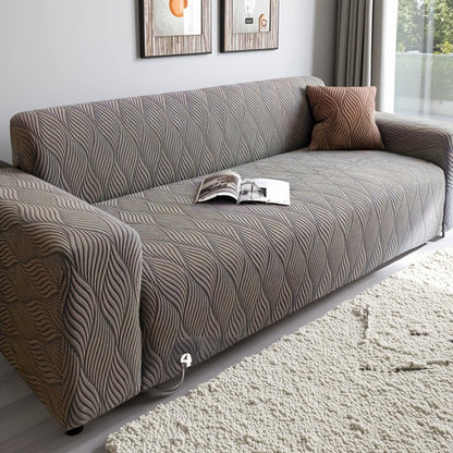 Sofa Cover Polar Fleece Modern Jacquard Elastic Slipcover with Anti-Slip Fit for 1 to 4-Seater Sofas