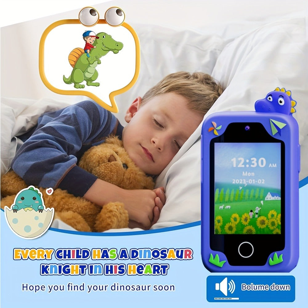 Kids Dinosaur Toy Phone with 8GB, HD Touchscreen & Dual Camera – Educational Travel Toy Cell Phone for Boys & Girls, Birthday Halloween Christmas Gift