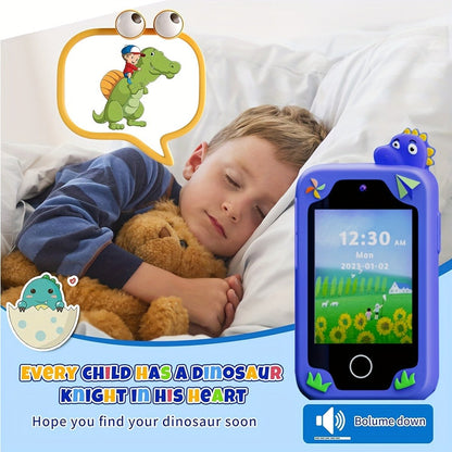 Kids Dinosaur Toy Phone with 8GB, HD Touchscreen & Dual Camera – Educational Travel Toy Cell Phone for Boys & Girls, Birthday Halloween Christmas Gift