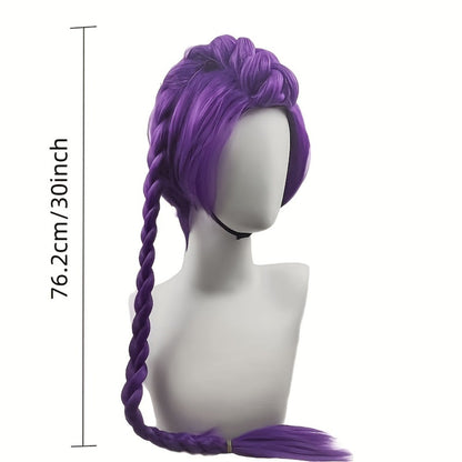 K-Pop Cosplay Wig Long Straight 30 Inch – Korean Idol Costume Hair for Halloween, Anime Convention & K-Drama Character Dress Up, Rose Red, Purple & Black Purple Colors for Women & Girls
