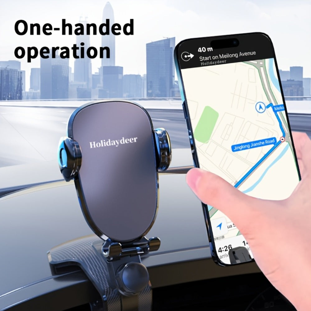 360-Degree Car Phone Holder Dashboard Mount – Universal Navigation Bracket Clip for Home & Car | Multi-Functional Adjustable Phone Stand | Deep Grey