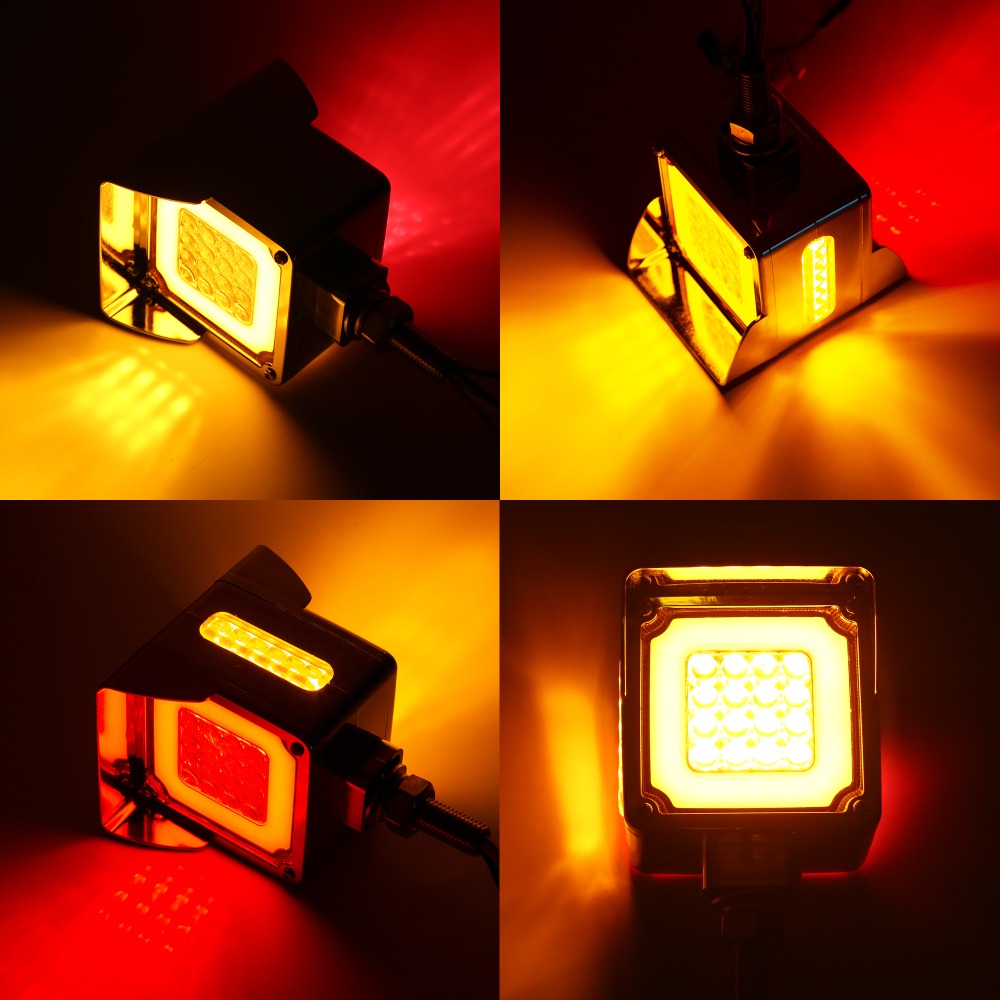LED Side Marker Lights Square Truck Cab Clearance Lights 12V Waterproof Turn Signal Indicator Side Lights for Cars Trucks Trailers, Multi-Color Available (Red Amber Blue Green Purple Ice Blue)