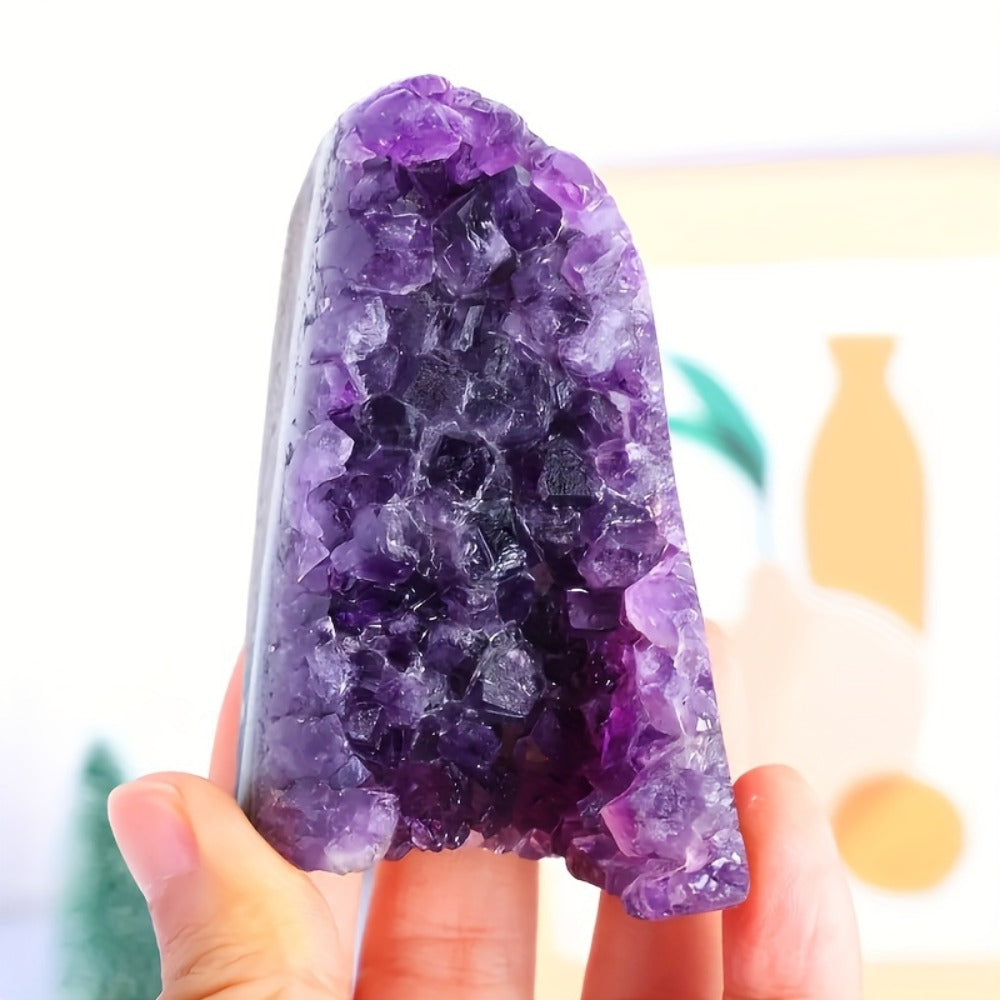 Purple Crystal Geode-Style Decor Cluster with Three Weight-Range Options and Polished Display Edges