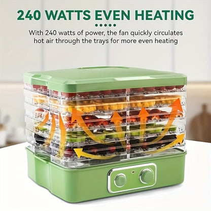 Food Dehydrator Machine 5-Tray BPA-Free Stackable 240W Digital Temperature Control 95-158°F Quiet 33dB Overheat Protection for Jerky Fruit Meat Veggies Herbs Snacks Home Use