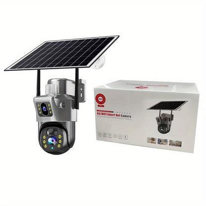 Security Camera Solar Dual-Lens Outdoor PTZ Model with Full-Color Night Vision, Two-Way Audio and TF Storage