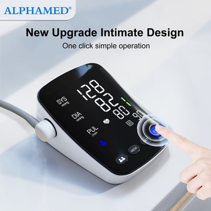 Blood Pressure Monitor by ALPHAMED U82RH, Upper-Arm Curved LED Device with USB Power and 2 x 199 Memory