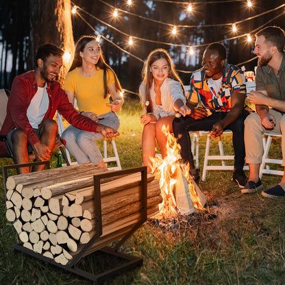 2.58-Foot Firewood Rack with Raised Metal Frame, Open Ends and Four Adjustable Leveling Feet