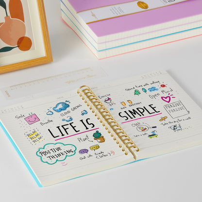 A5 Hardcover Spiral Notebook with 300 Lined Pages, 100 GSM Paper and Six Color Cover Options
