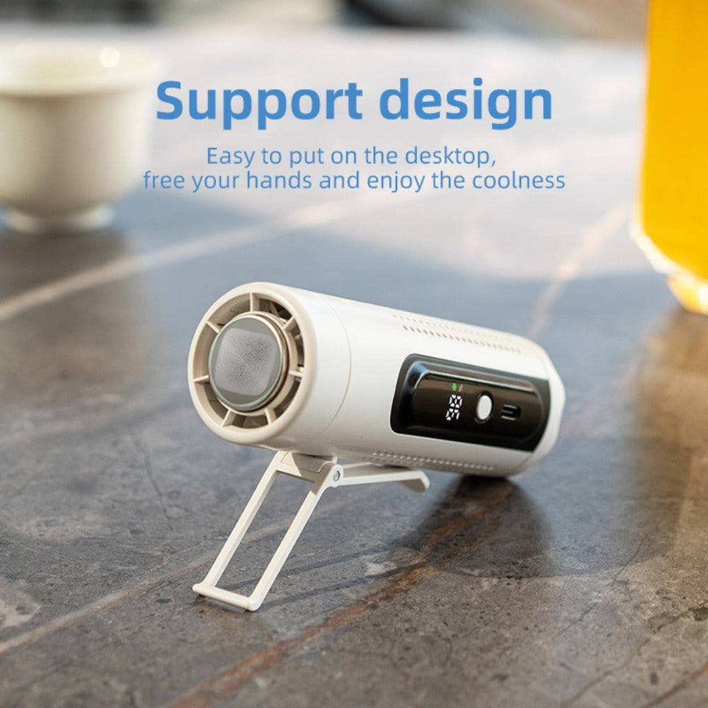 Handheld Fan with Metal Contact Plate, Five Speeds, 20,000 RPM Label, Type-C Charging and Display