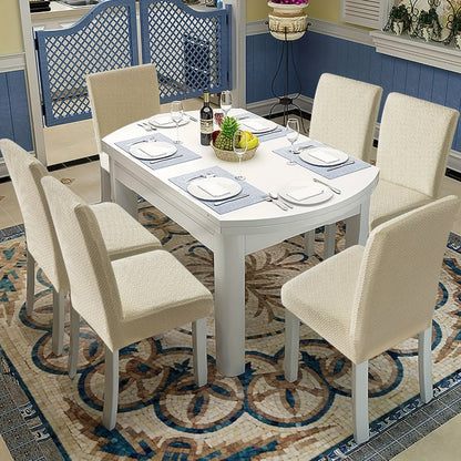 Textured Stretch Dining Chair Covers in Beige, Gray, Chocolate, Black, Khaki or Burgundy, Four- or Six-Piece Sets