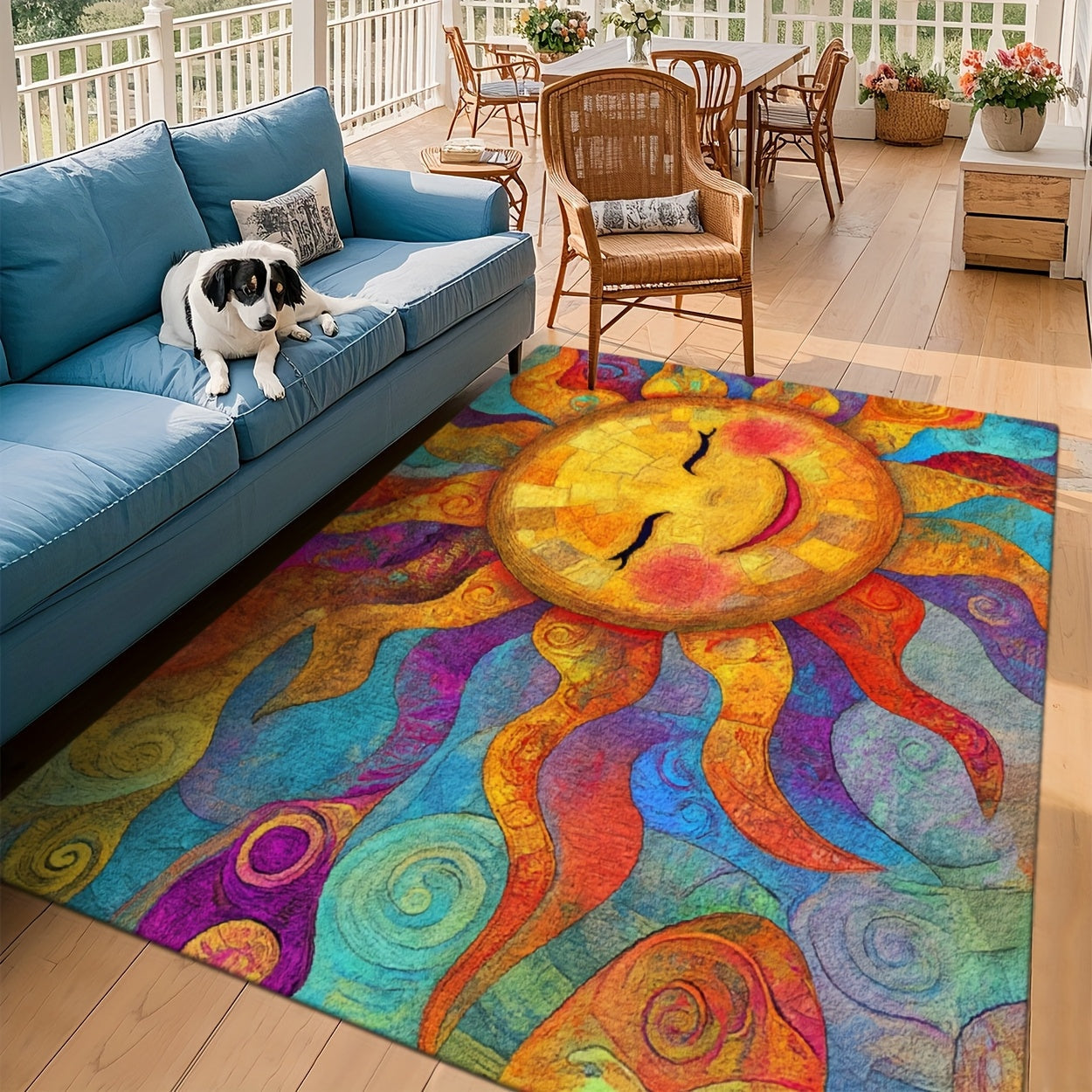 Outdoor Mat Fleece Printed Pattern Soft Non-Slip Rug Machine Washable for Living Room Bedroom Yard RV Camping Picnic Indoor Outdoor Multiple Sizes