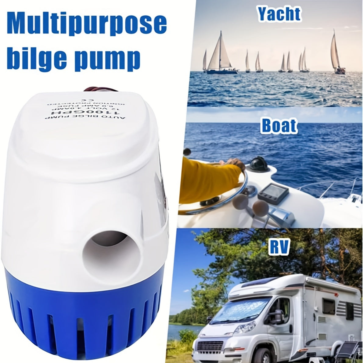 Automatic Bilge Pump 1100GPH 12V Float Switch Submersible Marine Boat Pump