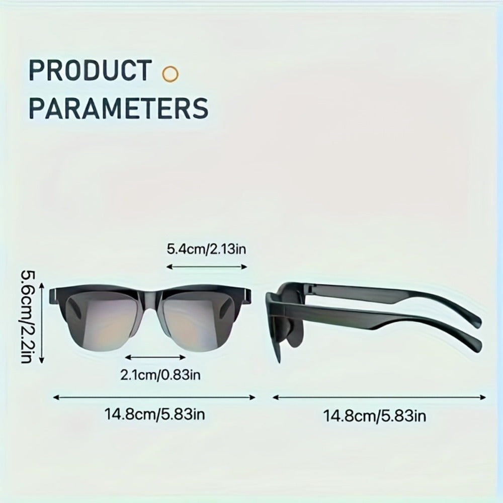 Smart Glasses Camera-Free Translation Eyewear with Open-Ear Bluetooth Audio, USB Charging and Model B Frame