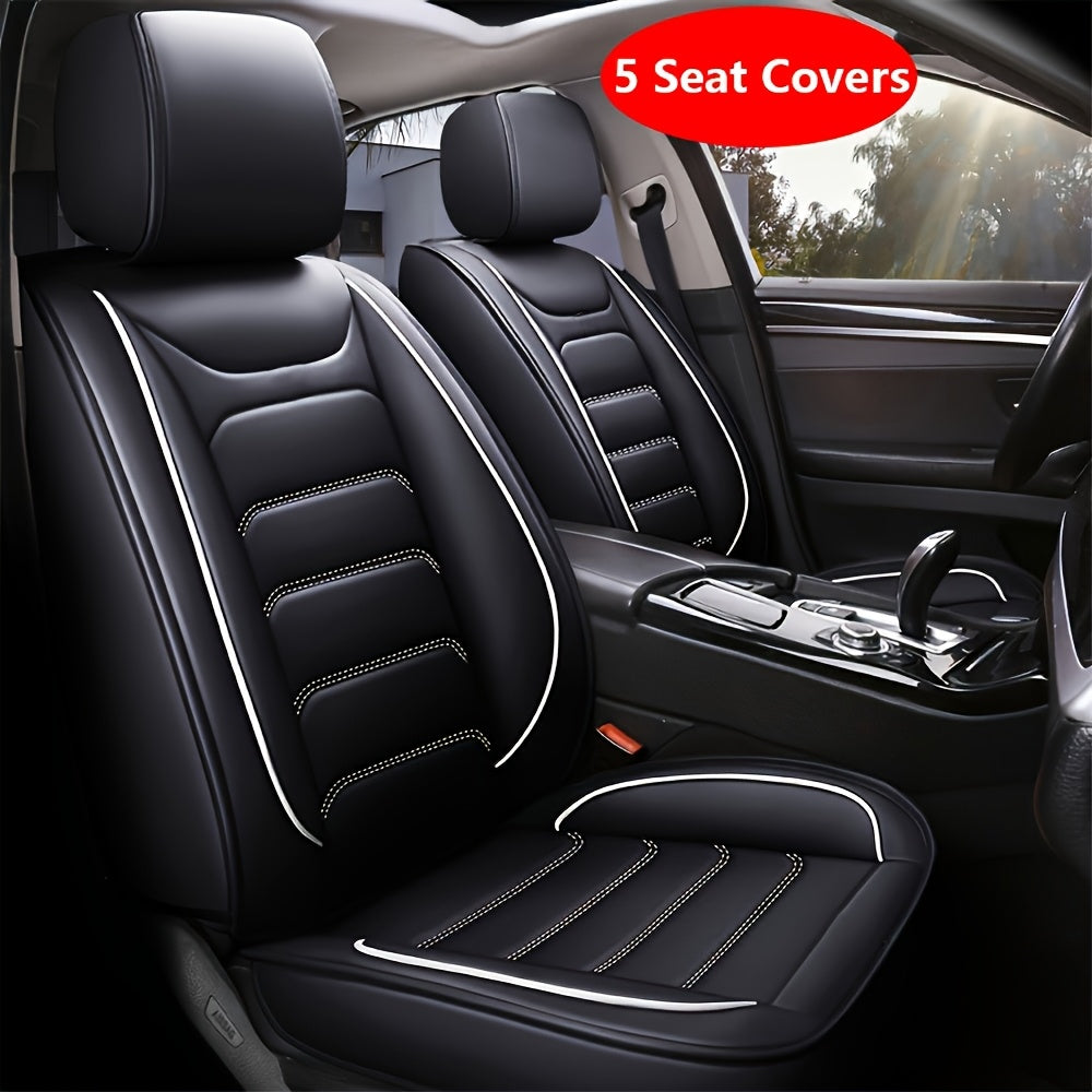 Car Seat Covers 5-Seat Faux Leather Set with Foam Padding and Optional Matching Pillow Pieces